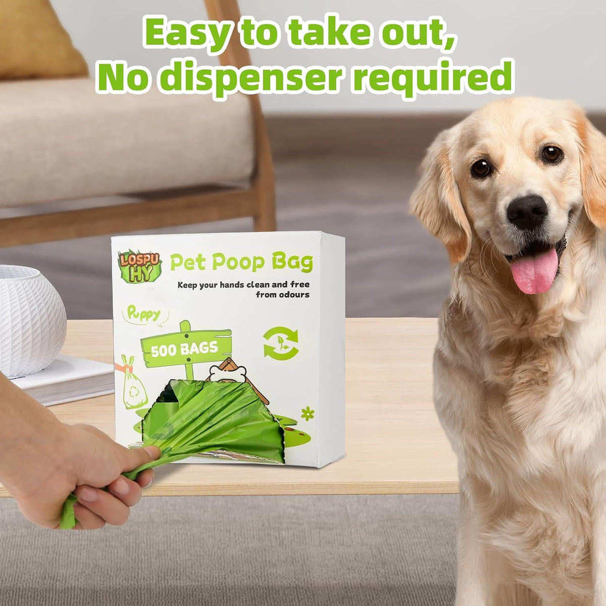 Poop Bags for Dogs, 100 Count Dog Poop Bags with Handles, Extra Thick Strong Leak Proof Doggie - 500 pcs / Green - image 3