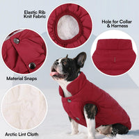 ASENKU Dog Winter Coat Dog Fleece Puffer Jacket for Small Medium - Small / Red - image 2