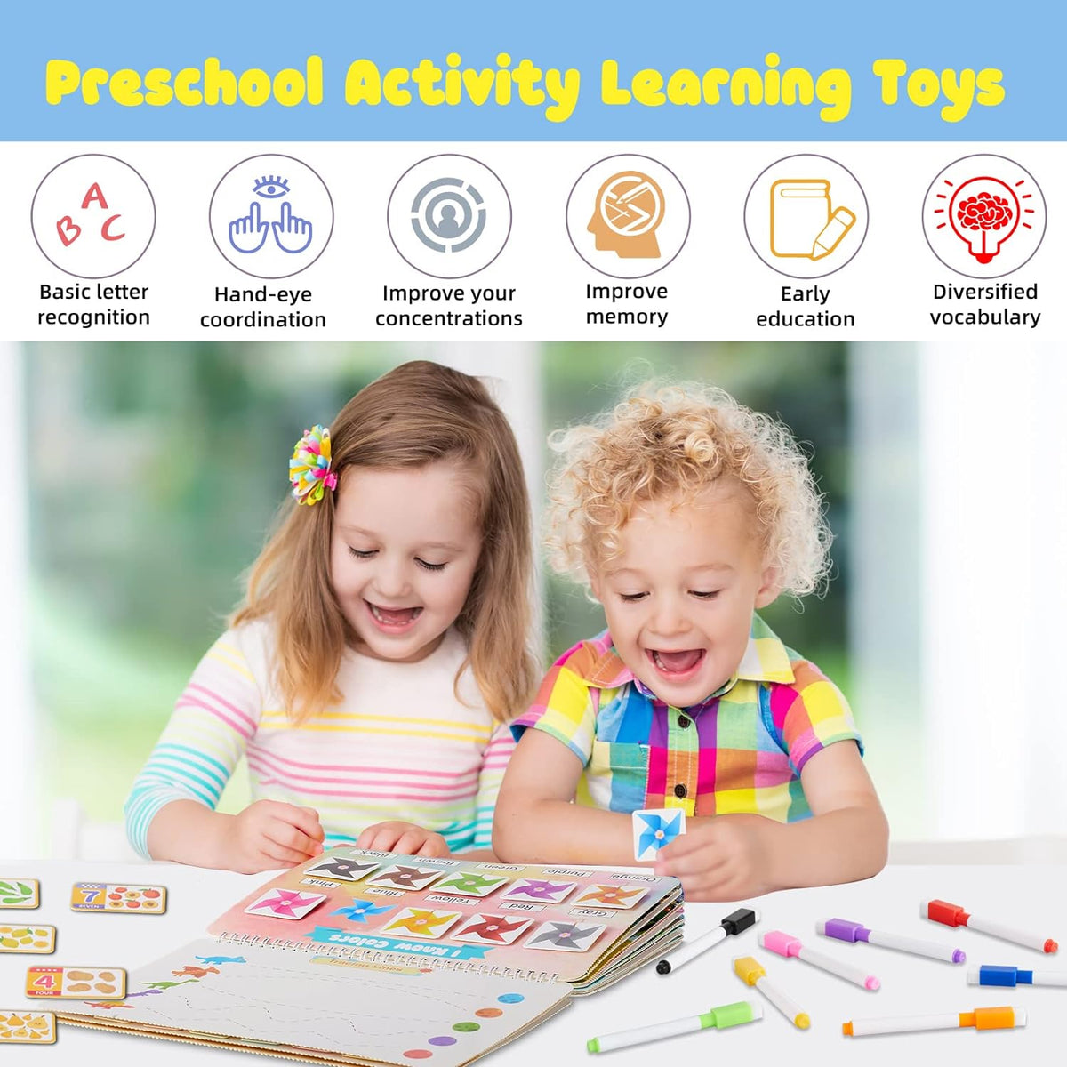 Huijing Montessori Preschool Learning Activities Busy Book - Green - image 2