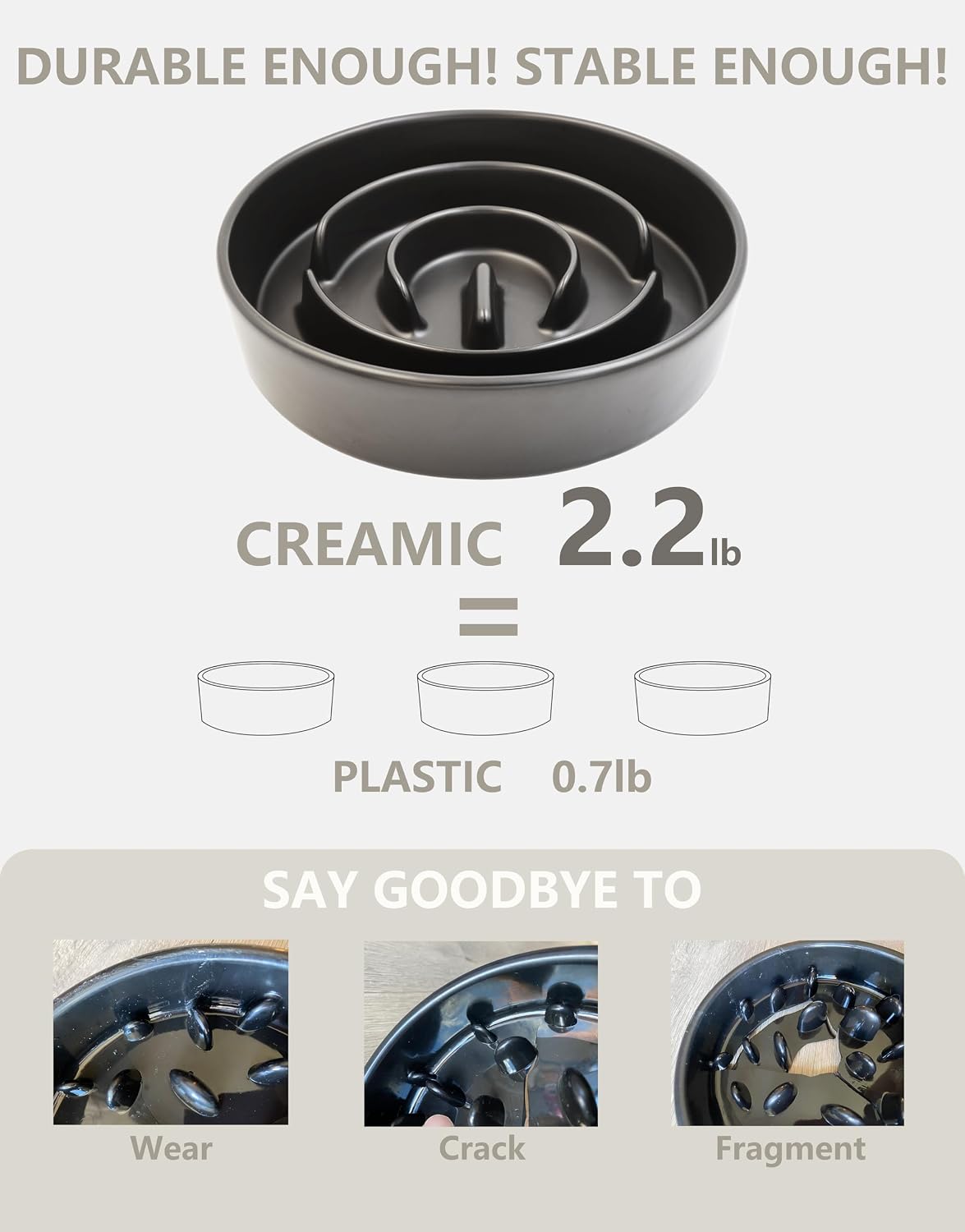 Ceramic Slow Feeder Dog Bowls - Black + Stand / 8 Inches - image 4