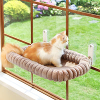 Zakkart SnugCloud Foldable Cat Window Perch – Essentials for Cats - Brown / Large (24.8"x15.7")