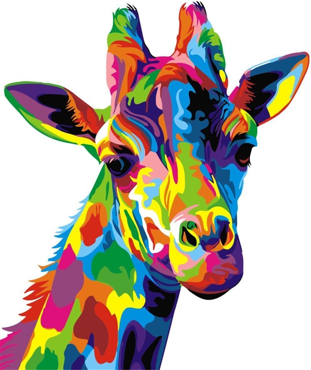 Komking paint by numbers kit for adults, colorful wolf design on 16x20 inch canvas - view 3