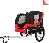 Blue-Grey Large Folding Bike Trailer for Dogs – Heavy-Duty Steel Frame, 66LB Capacity Pet Carrier for All-Terrain Cycling, Jogging & Camping Adventures!