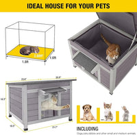 Cat House for Outdoor Cats Insulated Feral Kitty Shelter with Warm Liner for Winter Waterproof Rabbit Hutch for Bunnies,Cats