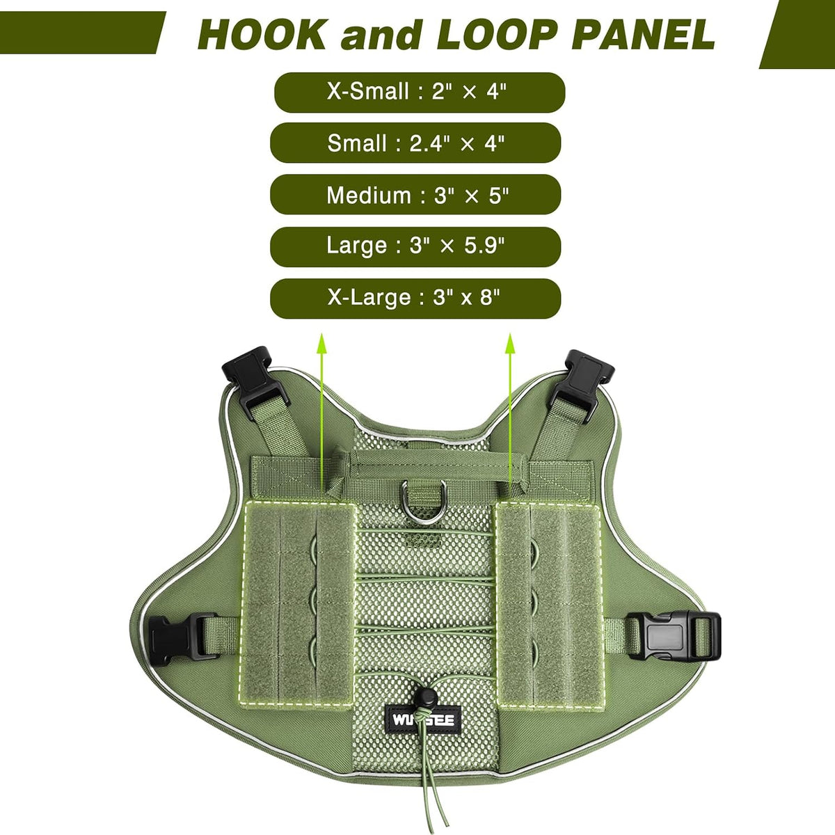 WINSEE Service Dog in Training Mesh Harness with 10 Removale Pet - X-Large / Green - image 3