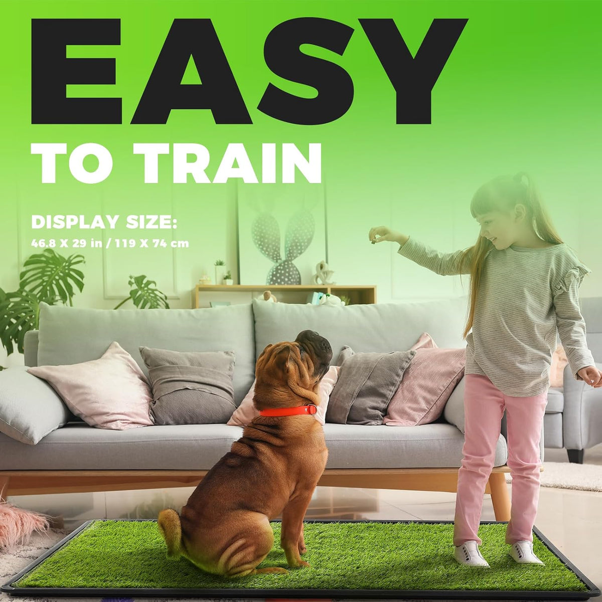 Hompet Dog Grass Pad with Tray Large, 35"x22.5" - Black / 46.8 x 29" - image 2