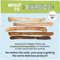 Pawstruck Natural Large 12" Beef Collagen Sticks for Dogs – Long-Lasting Rawhide Alternative, High Protein Treats with Chondroitin & Glucosamine – 5 Pack