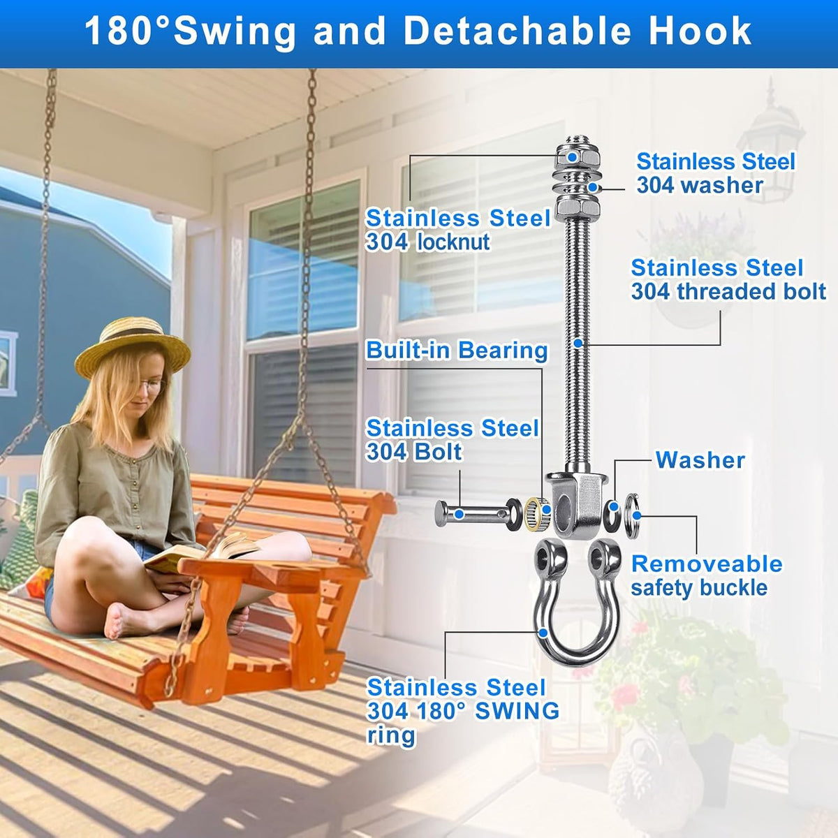 BeneLabel heavy duty stainless steel swing hangers with bearings, set of 2 - view 20