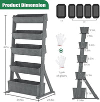 SUNYRISY 5 Tiers Vertical Raised Garden Bed Outdoor Planter Tower, Wooden Freestanding Planter Box for Planting Herbs Flowers Vegetables Backyard Patio Balcony Indoor Outdoor Gardening, Grey
