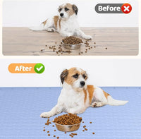 Dog Food Mat, Extra Large 40" x 28" Silicone Pet Feeding Mat with Raised Edge Pet Placemat for Small, Medium, and Large Pets Non-Slip, Easy to Clean (Blue)