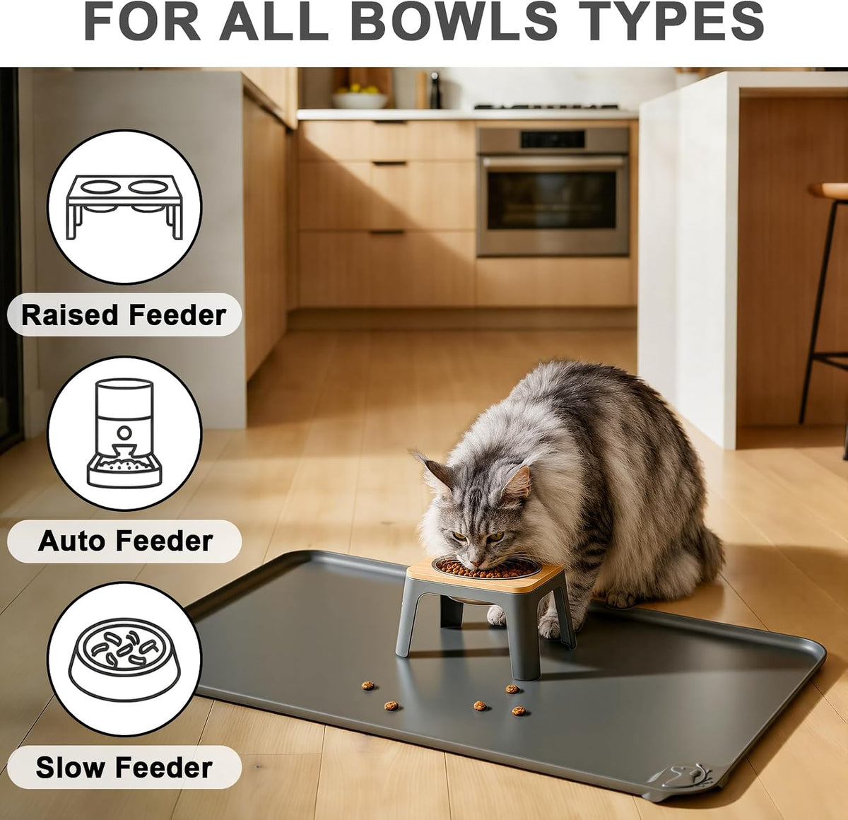 Silicone Pet Feeding Mats, 24''x16'' Large Size, Waterproof - Gray / 19"L x 12"W - image 3