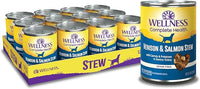 Wellness Complete Health Thick & Chunky Natural Canned Wet Dog Food, Venison & Salmon Stew, 12.5-Ounce Can (Pack of 12)