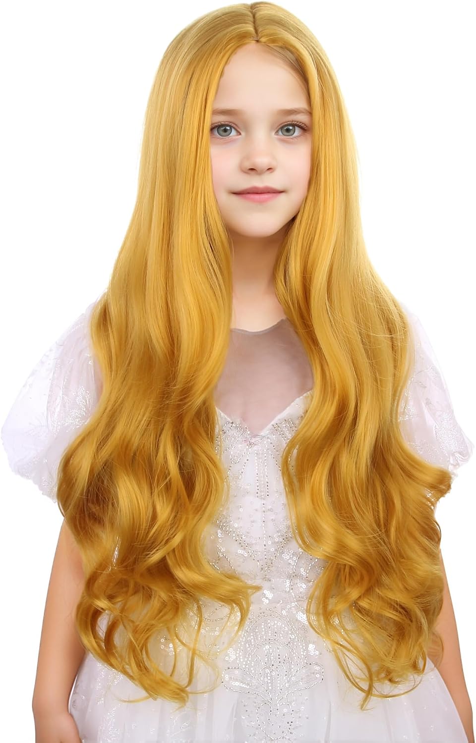 DUDUWIG long black wavy curly middle part wig for kids with wig cap - view 9