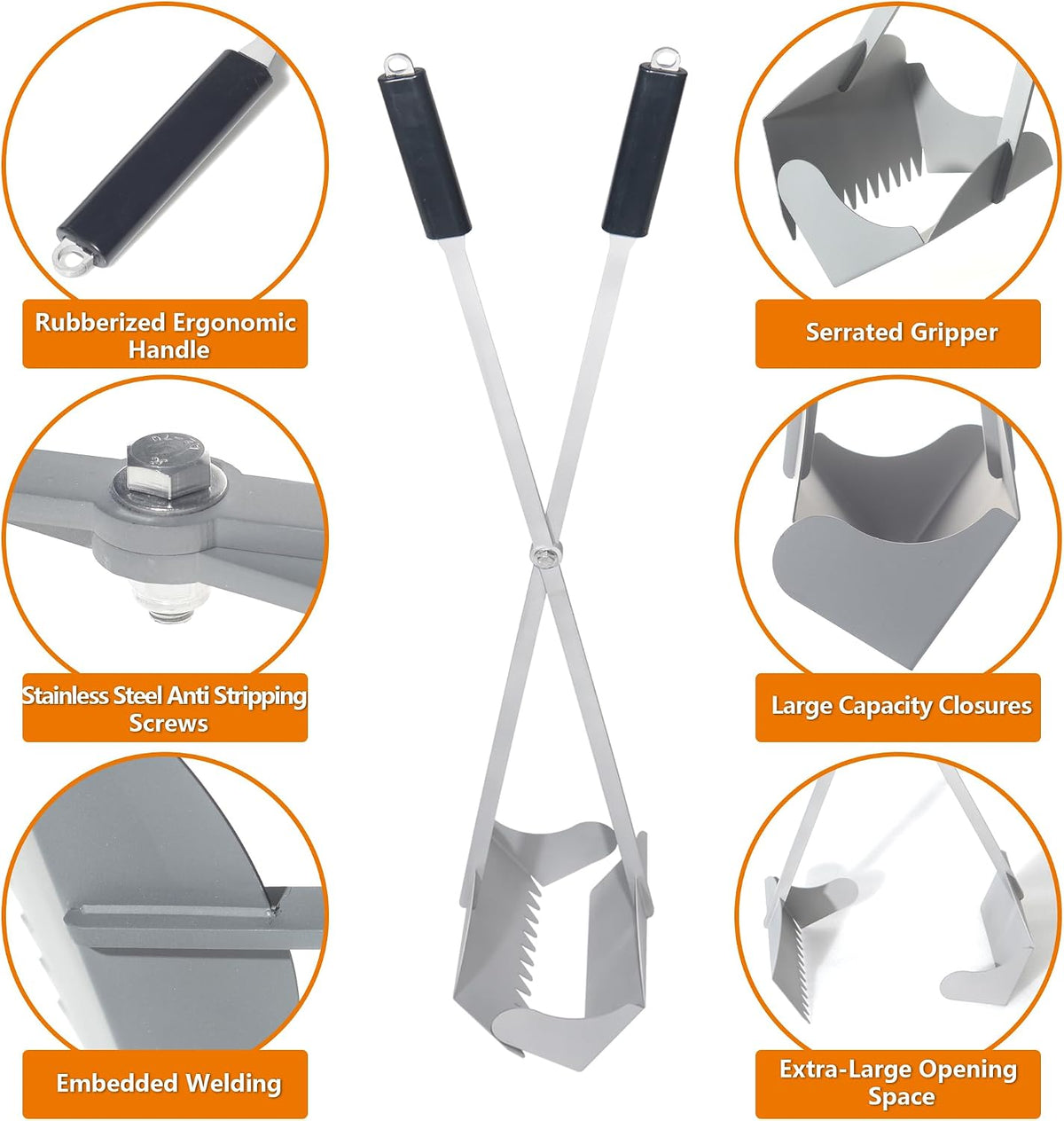 Heavy Duty Pooper Scooper 38" Stainless Steel Long Handle Dog Pooper - image 3