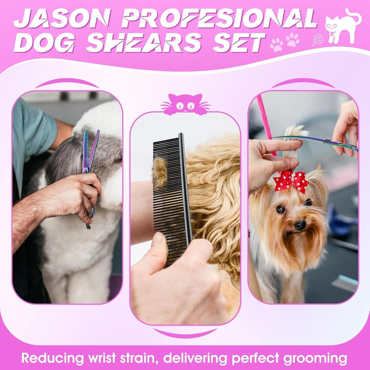 JASON Dog Grooming Scissors Set - Rainbow - image 4