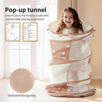 Sumbababy pop-up toddler crawl tunnel with coffee-colored star pattern - view 3