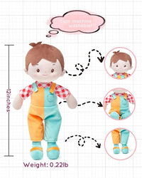 Soft Baby Boy Doll Toys (12''), My First Baby Rag Doll for 1 Year-Old Boy Birthday Gift,Christmas Plush Toys Gift for Toddler Kids Infants-Patch Boy