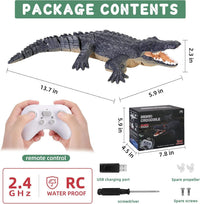 GearRoot remote control crocodile boat toy with glowing eyes swimming in a pool - view 8