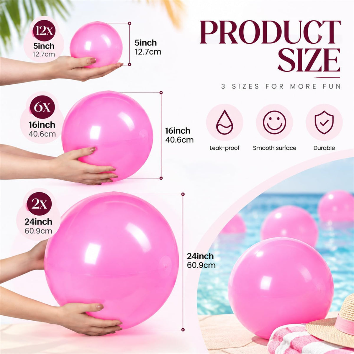 Sratte clear inflatable beach balls in 24, 16 and 5 inch sizes - view 12