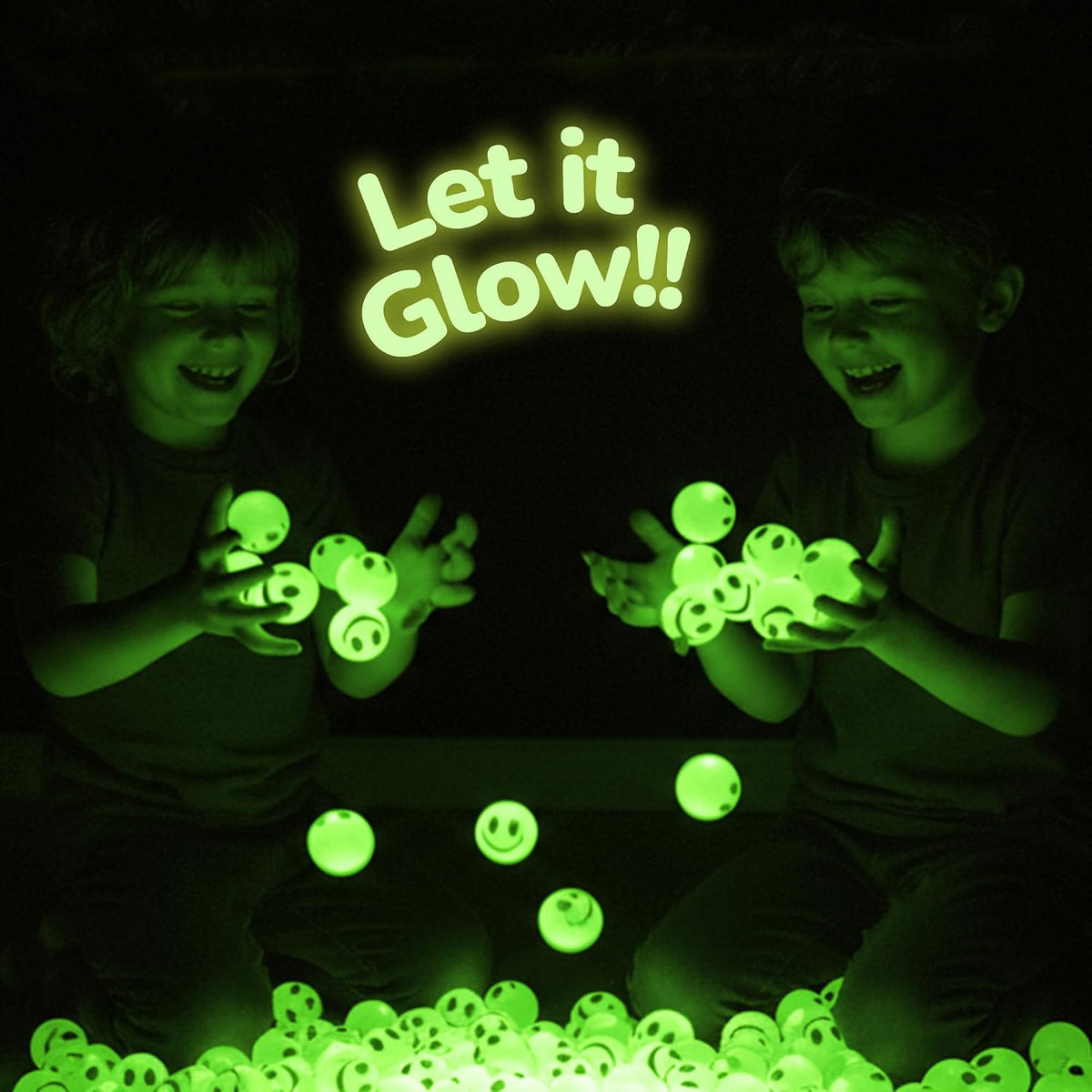 ArtCreativity Glow in the Dark Orange Smiley Face Bouncing Balls - Green - image 4