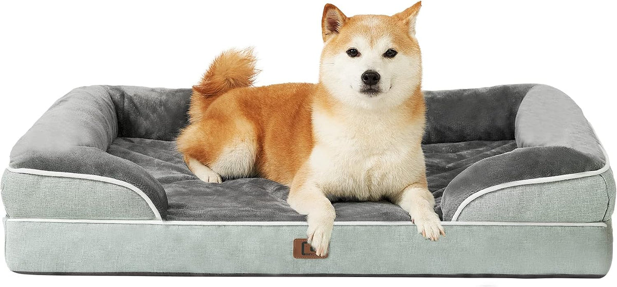 EHEYCIGA Orthopedic Dog Beds Large Sized Dog - Greyish Green / 36.0"l X 27.0"w X 6.5"th