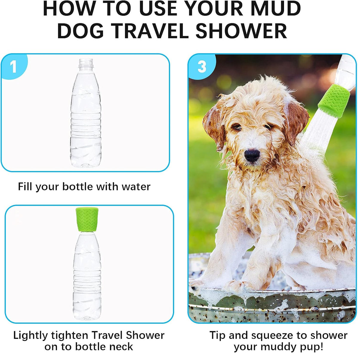 Honeydak 4 Pcs Portable Dog Shower Head Bottle Attachment Water - image 3