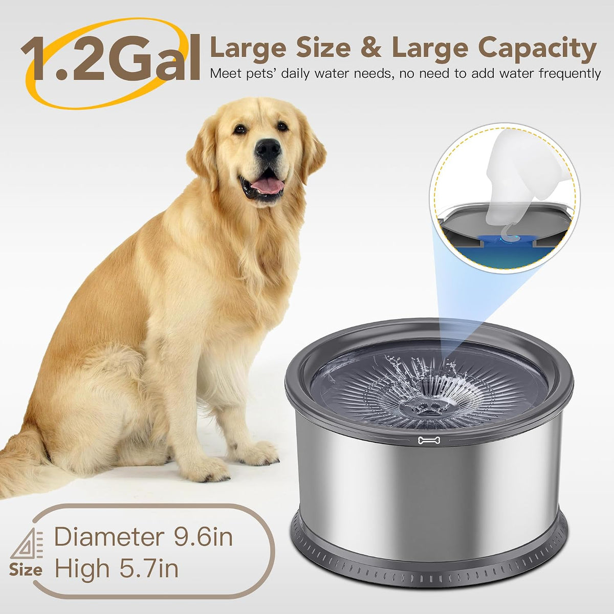 6.5L Stainless Steel Dog Water Bowl - Grey / 4.5L - image 2