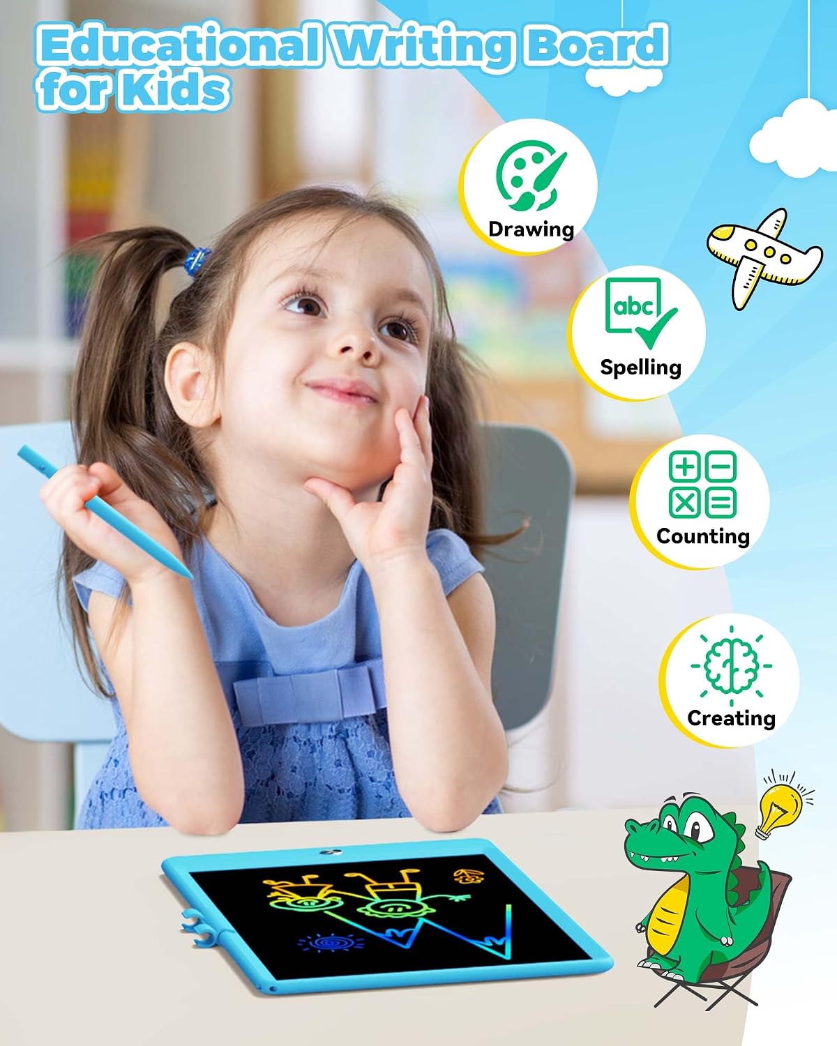 KOKODI 12 Inch LCD Writing Tablet with Anti-Lost Stylus - Blue / 10 inch - image 2