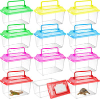 12Pcs Plastic Reptile Terrariums Carrier Cage - M