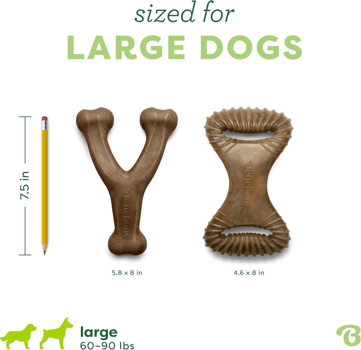 Benebone Medium 4-Pack Dog Toys for Aggressive Chewers - Large / Wishbone/Dental - image 4