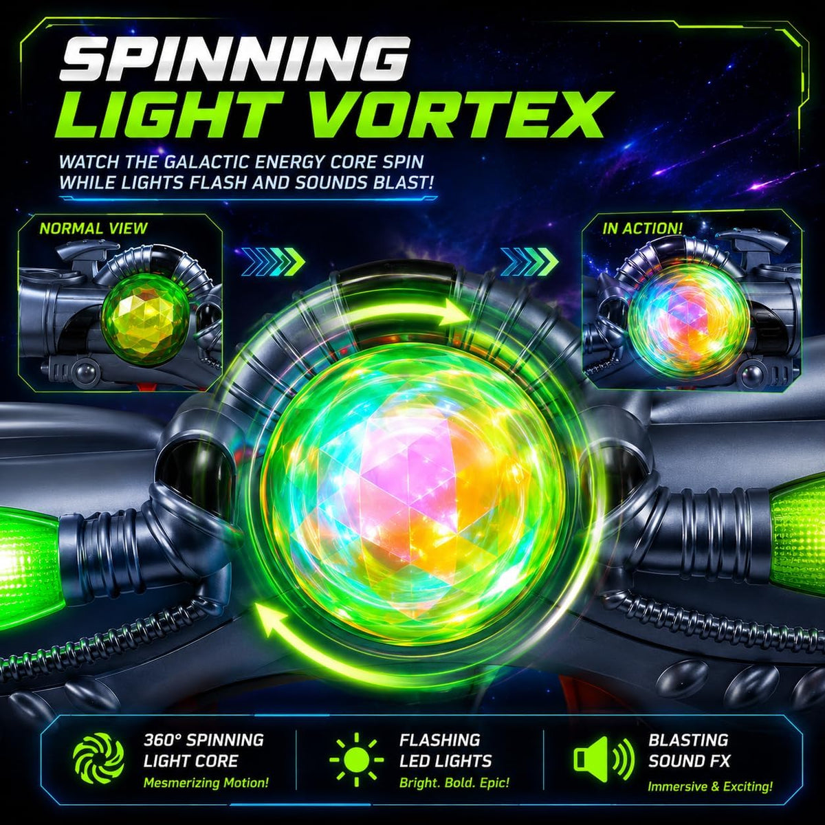 Light Up Toy Space Gun LED Lights & Sound Electric Galaxy Kids Blaster – Fun for Kids & Family - image 2