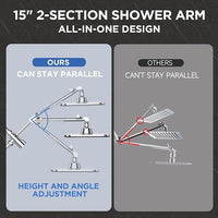 Veken Wide Rain Shower Head with Metal Main Body, High Pressure Showerhead with 6 Mode Handheld Spray Combo for Bathroom Accessories, Home Decor Detachable Dual Shower with Extension Arm,Silver Chrome