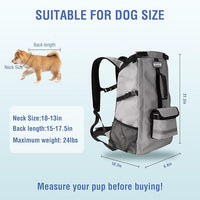 Dog Backpack for Small & Medium Dogs - Adjustable Pet Carrier for Travel & Hiking, Hands-Free Puppy Backpack with Storage Pockets, Breathable Mesh, Reflective Strips & Non-Slip Handle