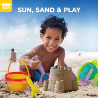 TOY Life Collapsible Beach Sand Toy Set, Silicone Beach Bucket - 3 Foldable Buckets With 6 Tools - image 4