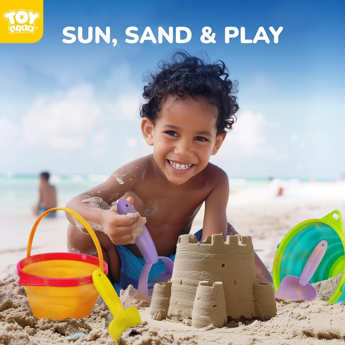 TOY Life Collapsible Beach Sand Toy Set, Silicone Beach Bucket - 3 Foldable Buckets With 6 Tools - image 4