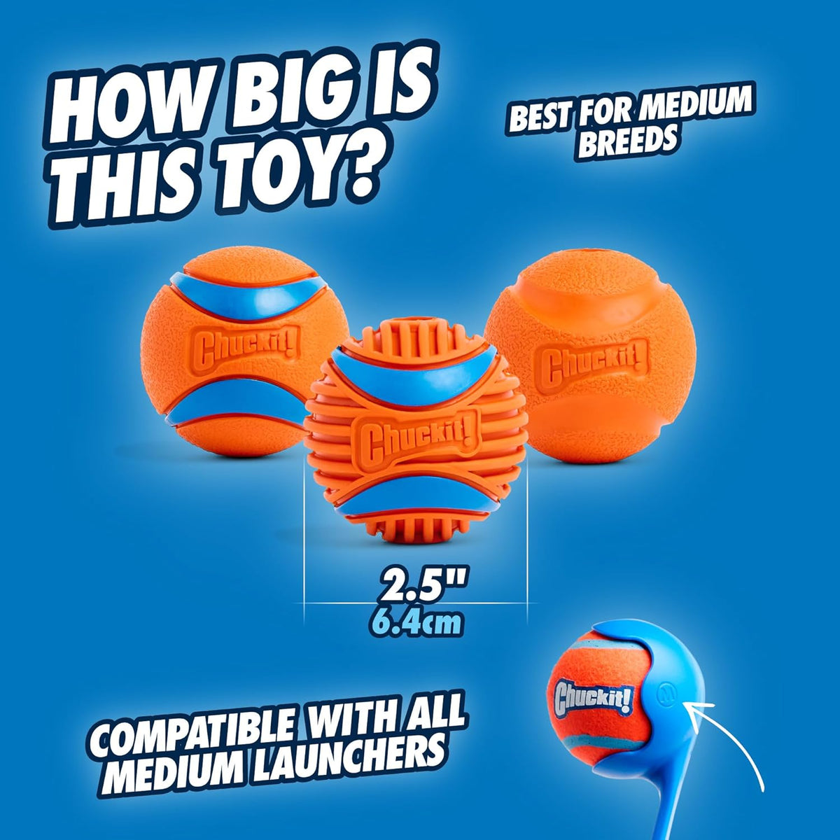 Chuckit! Ultra and Rugged Dog Balls, High-Bounce Fetch, Set of 3 - Medium (2.5") / Fetch Pack 2 - image 2