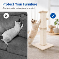 Cat Scratching Post for Indoor Cats - Cream Beige / Scratcher with Ball - image 4