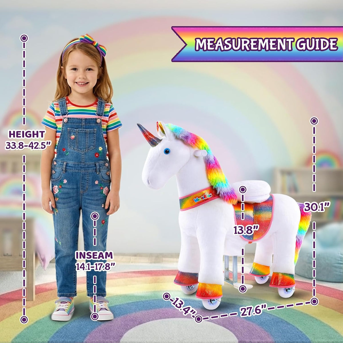 WondeRides brown plush ride on pony for kids with foot pedals, handlebar and wheels - view 7