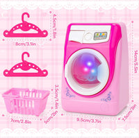 deAO Washing Machine Toy for kids Sound Lights Laundry Play Set - Pink - image 4