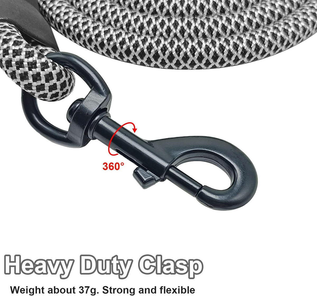 MayPaw Rope Dog Leash, Thick Leash for Medium Large Dogs - black white / 1/2" * 8' - image 2