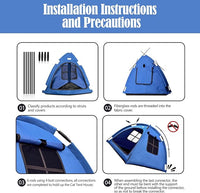Navy Blue Small Cat & Dog Outdoor House Tent - Waterproof, Washable & Multipurpose - Ideal for Cats, Dogs & Bunnies