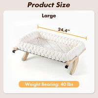 Cloud-Soft Wooden Cat Window Sill Perch with Zipper Cushion - White / Large - image 2