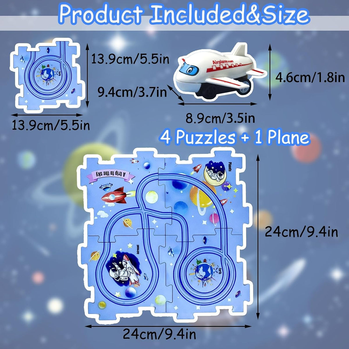 Ubegger puzzle car track set with puzzle road pieces, road signs and battery cars - view 26