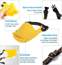 LUCKYPAW Soft Duck Silicone Dog Muzzle for Small Medium Dogs Poodle - XL / Yellow - image 2