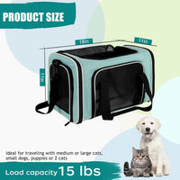 Top tasta Dog Cat Carrier Pet Carriers for Small Medium Large Cats - 18.0"L x 11.0"W x 11.0"H / Green - image 2