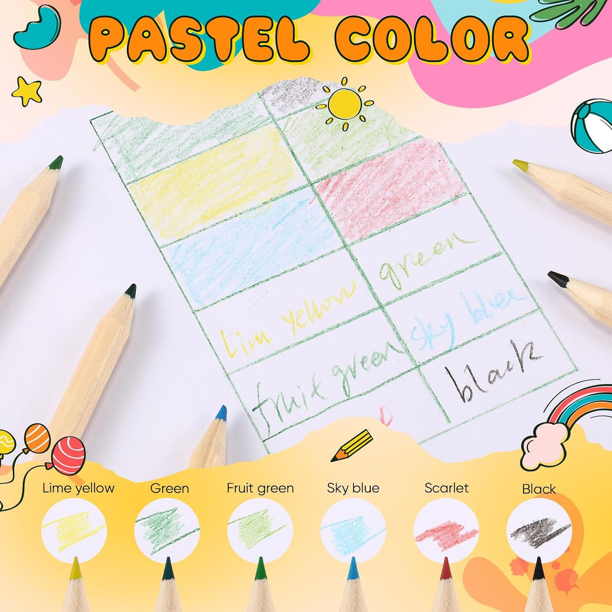Faccito mini colored pencils bulk pack, small paper boxes of 6 short wooden pencils - view 17