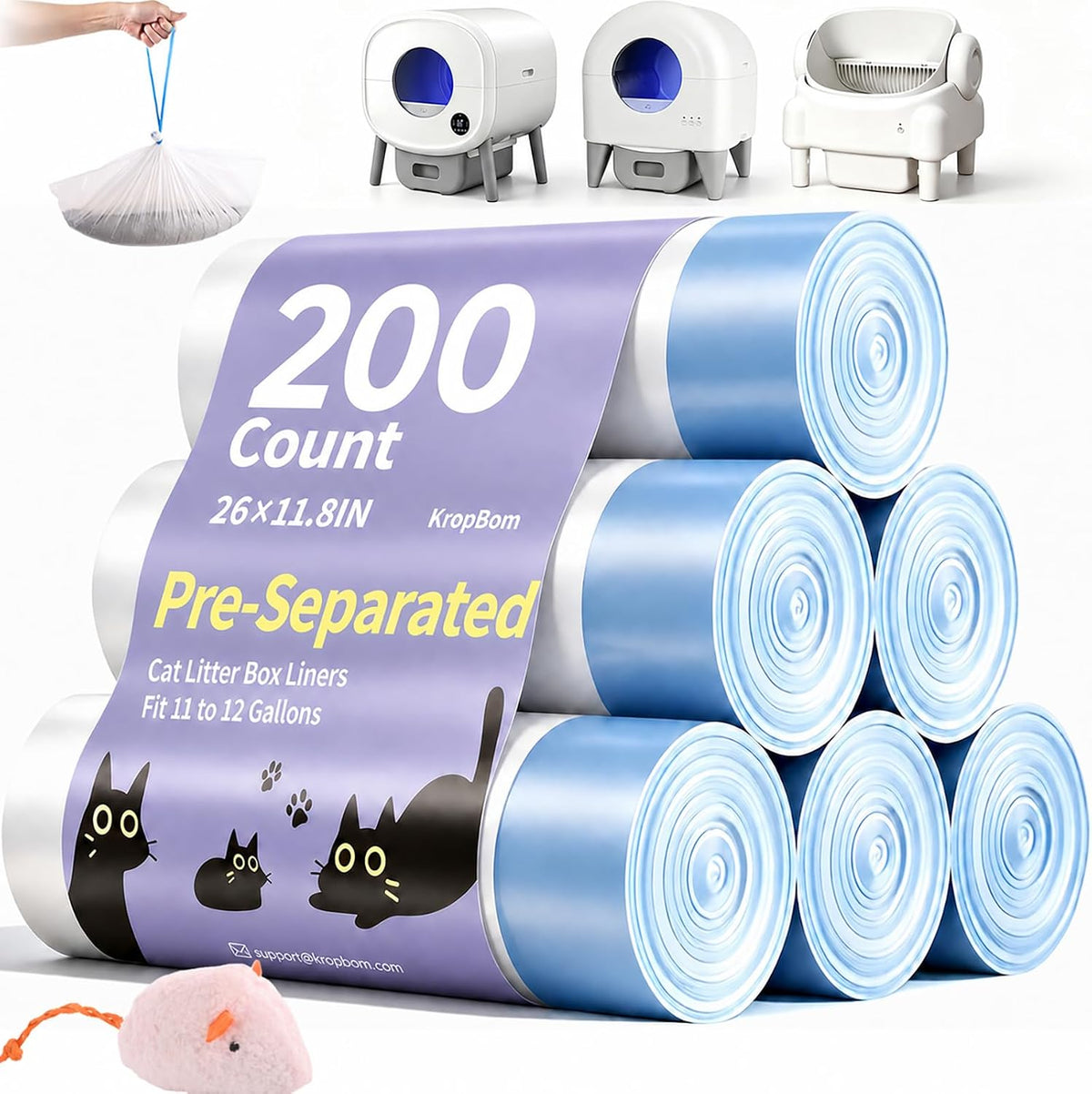 66 Count 26"x11.8" Cat Litter Box Bags Liners for Automatic Cat - Unscented / 200 Count (Pack of 1)