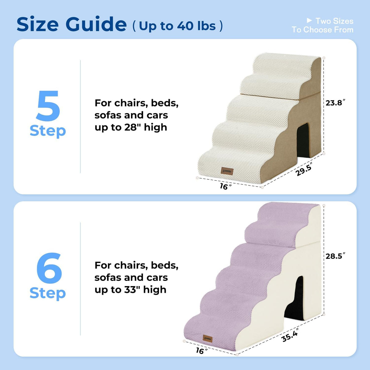 Dog Ramp for Large Dogs with Tunnel, 24" H 5 Steps for High Bed – Essentials for Dogs - 5-Steps Angled / Beige Fleece - image 2