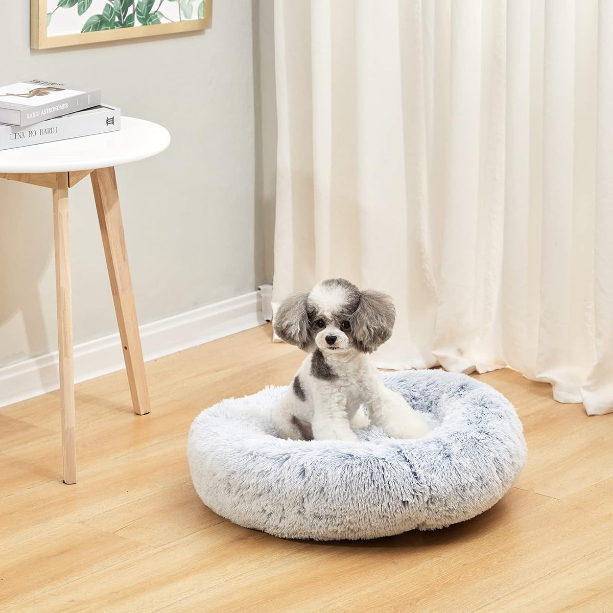 Calming Fluffy Donut Dog Bed for Large Dogs, 36" Round - 23.0"L x 23.0"W x 7.0"Th / Light Blue - image 2