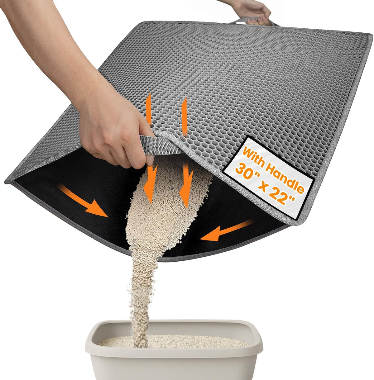 Conlun Cat Litter Trapping Mat for Small Spaces - Gray / Large (30" x 22")